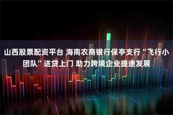 山西股票配资平台 海南农商银行保亭支行“飞行小团队”送贷上门 助力跨境企业提速发展